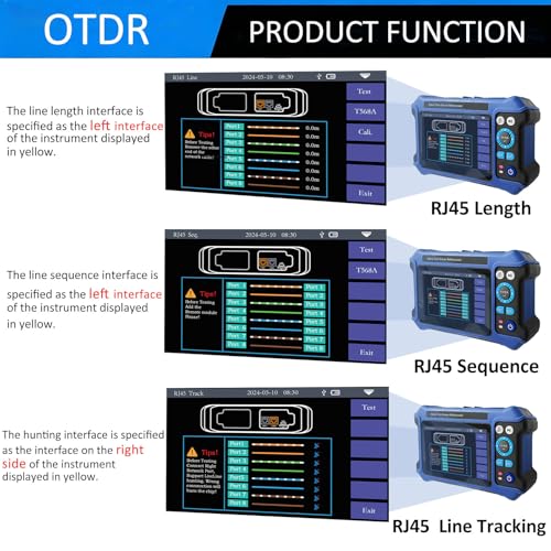 Image of 16-in-1 OTDR Fiber Optic Tester 1310 /1550 /1625nm, with Event Map, 10G PON OPM, VFL, OLS, RJ45 Cable Tracker, 80km Range Network Diagnosis Tool