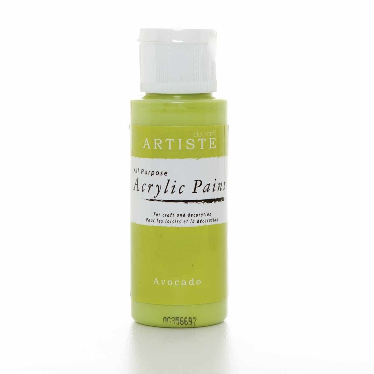 Artiste Acrylic Paint 59ml 2Oz Avocado, Quick-Drying Professional Art, Craft and Hobby Artists Paint, Vibrant Colour, Water-Based Paints Cover All Surfaces with Ease, Ideal for Travel Artists