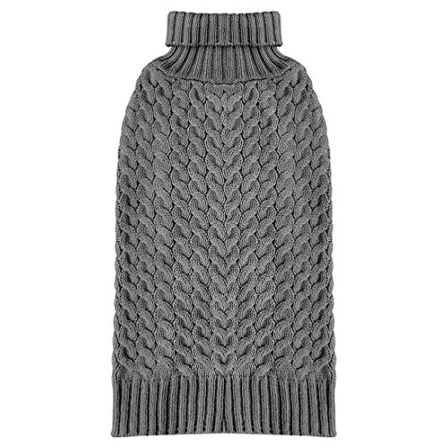 kyeese Dog Sweaters for Small Dogs Cable Knit Grey Dog Sweater Turtleneck for Fall Winter