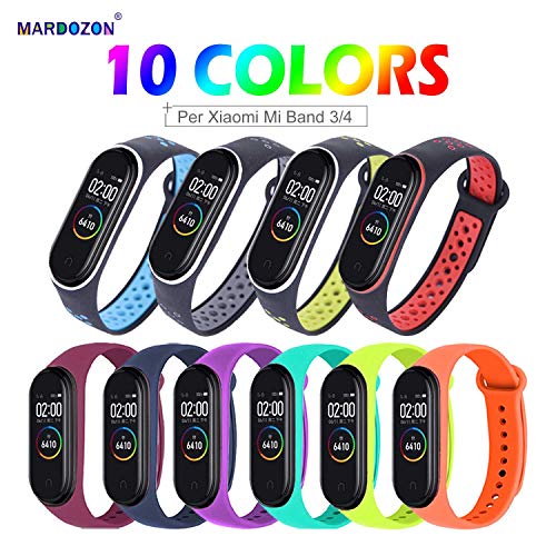 Mardozon Pulseras para Xiaomi Mi Band 3/4, Impermeable Coloridos Transpirable, Material de TPU Correa para Xiaomi Mi Band 3 /Mi Band 4
