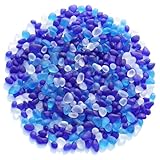 QYGL Sea Glass Stones - 0.55LB Blue Mixed Frosted Glass Pebbles Gemstones - Perfect for Aquarium Rocks, Fish Tank Gravel, Vase Fillers, DIY...