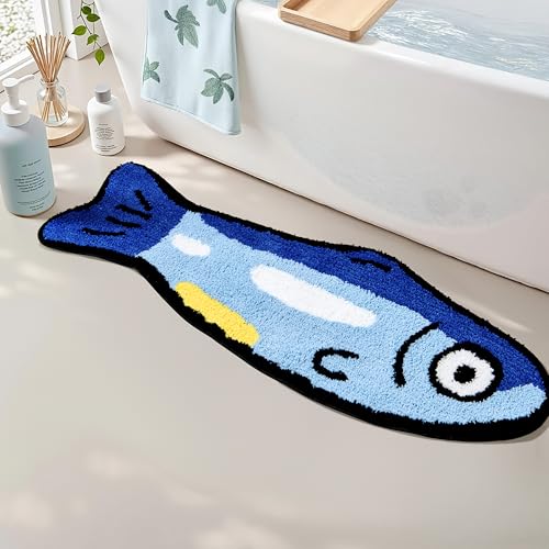 Estmy Sardine Fish Bath Mat for Kids