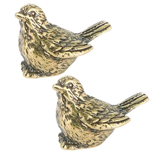 Figurines de pájaros en bronce dorado vintage (2 piezas) miniatura 1
