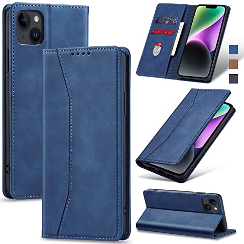 Image of Jasonyu Mobile Phone Case for iPhone 14 Plus Leather Flip Foldable Shockproof Magnetic [Premium PU Leather] [Stand Function] [Card Slots] Protective Flip Case for iPhone 14 Plus