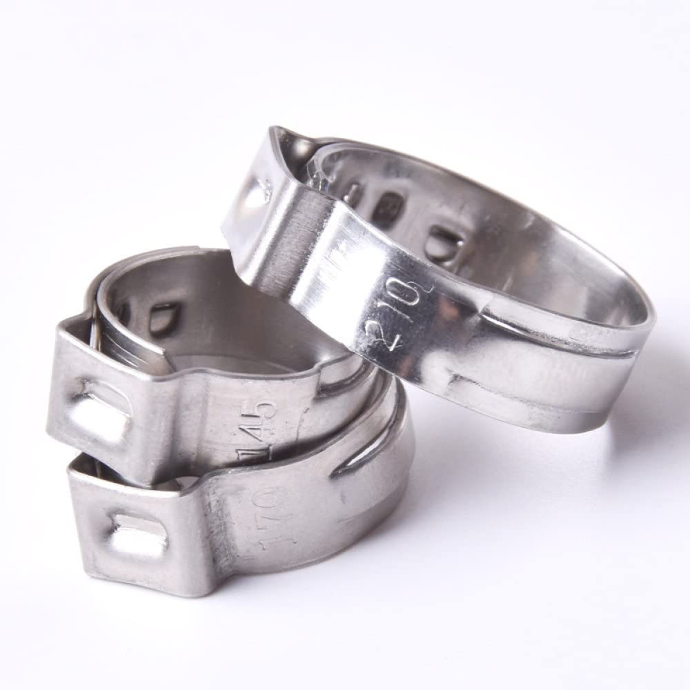 10,8–13,3 mm Quetschklemmen, stufenlos, einzelnes Ohr, dicht schließend, vibrationsfest, für feste Schläuche und Rohre, 304 Edelstahl, Packung 100, 10,8, 13,3 mm