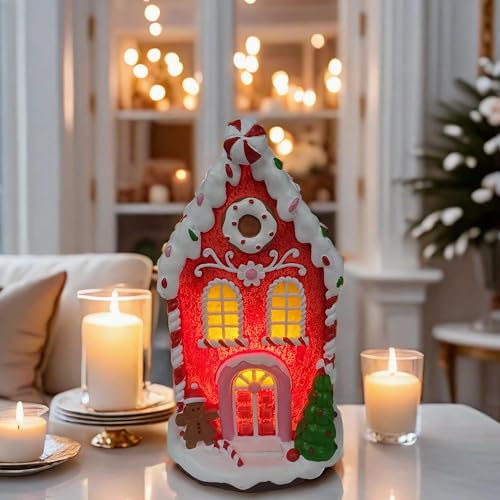 Memeyou COTTAGE-64 Christmas Village House Led Lighted Scene Collectible Buildings Accessories Town Ornaments Figurines Winter Indoor Room Desktop Décor  thumb #4
