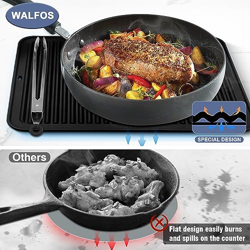 Image of Walfos Large Silicone Trivet 16x12 Inch, Trivets for Hot Pots and Pans, Heat Resistant Pot Holders Hot Pads for Kitchen Quartz Countertops, Hot Dishes