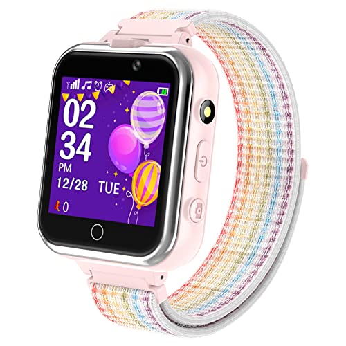 Pthtechus Kids Smart Watch, Gifts For Boys Girls Age 6-12, 24 Puzzle Games 2 Hd Cameras Hd Touchscreen Mp3 Music Player Video Pedometer Alarm Clock Smartwatches For Kids Birthday Gift Toys (Pink) #TOP20