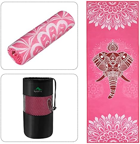Non-Slip Yoga Towel Microfiber Yoga Mat Blanket for Hot Yoga Bikram Pilates Gym Towels for Sweat (73"x25", Elephant)