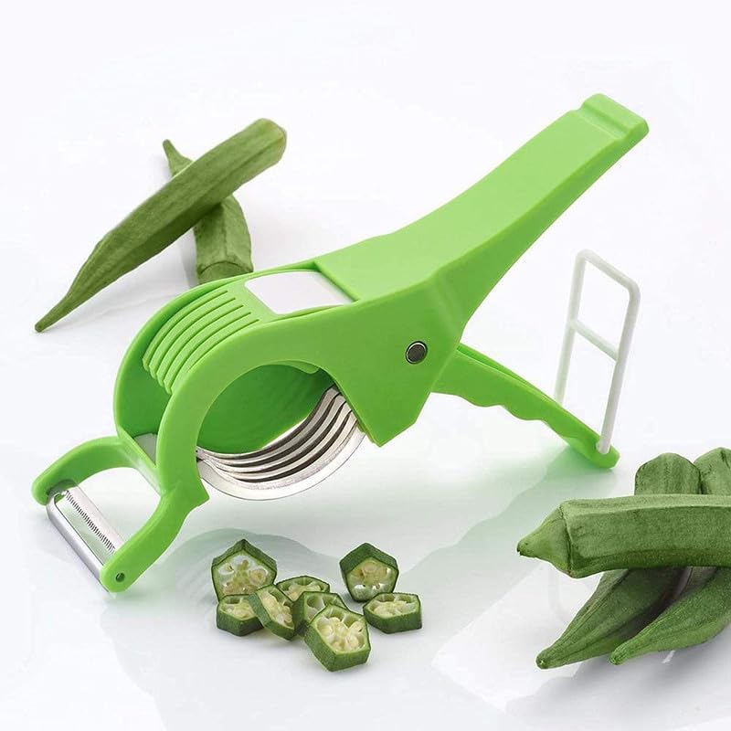 Anshri Plastic 2 in 1 Vegetable & Fruit Multi Cutter & Peeler,Veg Cutter Sharp Stainless Steel 5 Blade Vegetable Cutter with Peeler (Multi) (1)