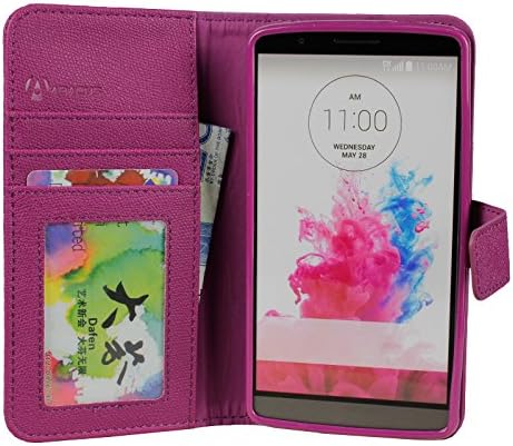 LG G3 Case, Abacus24-7 Wallet with Flip Cover and Stand, Purple