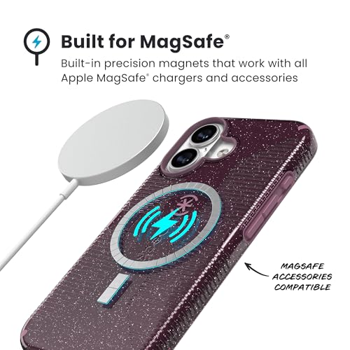 Image of Speck CANDYSHELL Grip +MS Case for iPhone 17 - Plumberry Glitter | Slim Protective Grip | Drop Protection | MagSafe Compatible