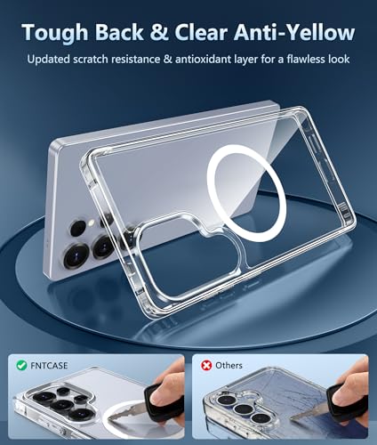 Image of FNTCASE for Samsung Galaxy S25-Ultra Case: Clear Magnetic Phone Cases Compatible with Magsafe Slim Anti Yellowing Rugged Shockproof Protective Transparent Bumper Cell Cover (A-Clear)