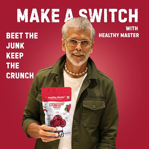 Image of Healthy Master Beetroot Chips 30g | Light & Crispy Chips, high protein | Natural ingredients, Vegan, Gluten Free, No Palm Oil, No Artificial Preservatives, Trans Fat Free, Low Calorie