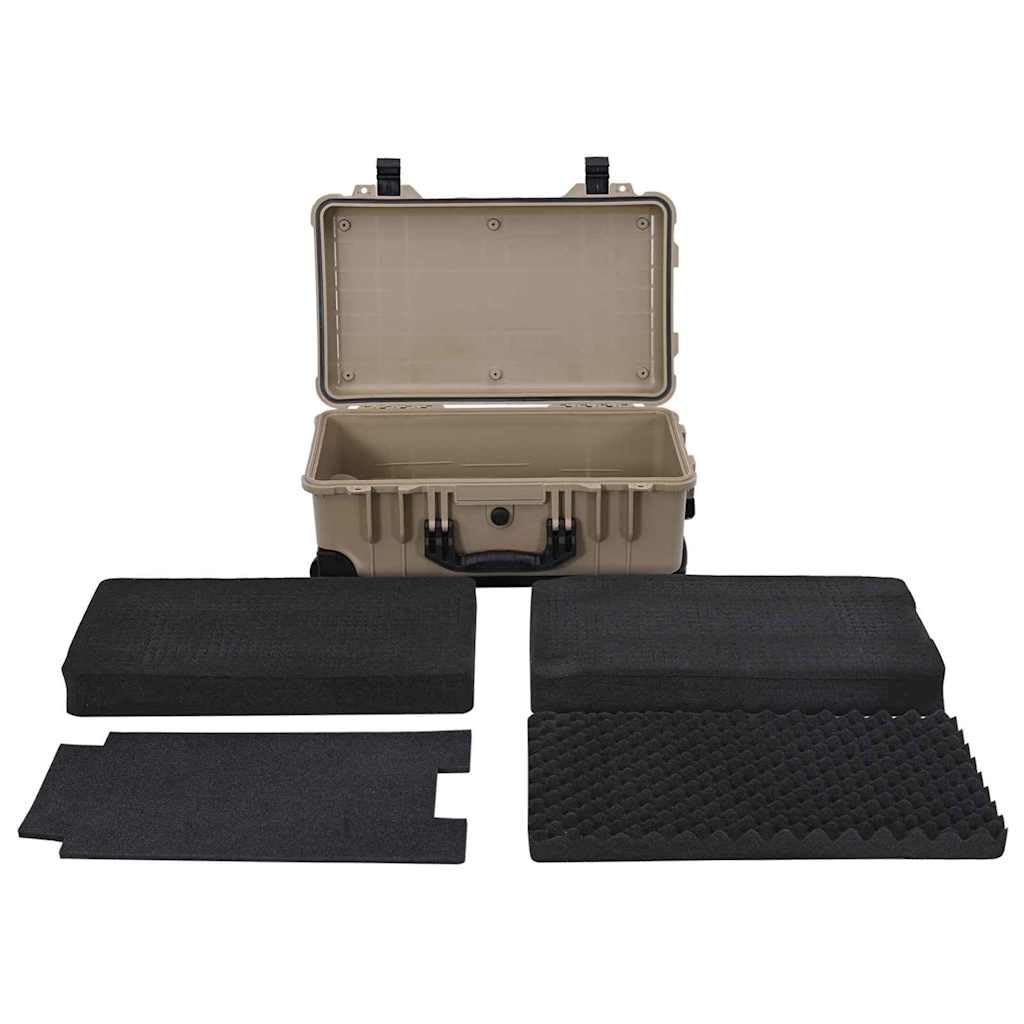 Twarda walizka piaskowa 56 x 35 x 23 cm z polipropylenu i ABS z rolkami, wodoszczelna, odporna na uderzenia, wyściełana, do elektroniki, aparatu, akcesoriów, transportu, ochrony, wnętrz
