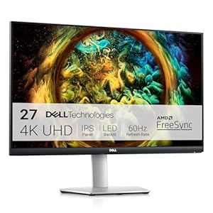Dell S2721QS Monitor 27 Inch, 4K UHD (3840 x 2160) IPS Display, Ultra-Thin Bezel, AMD FreeSync, HDMI, DisplayPort, VESA Certified – Silver
