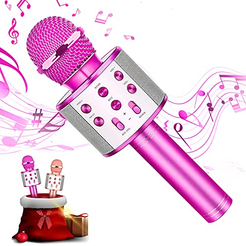 Kid Girl Top Birthday Gift Toy,Wireless Bluetooth Karaoke Microphone, Best Gift Presents for Girl Kid Boy Children Age 5 6 7 8 9 10 11 12 Years Old, Cool Funny Gift for 5-12 Years Old Girl Boy (pink)