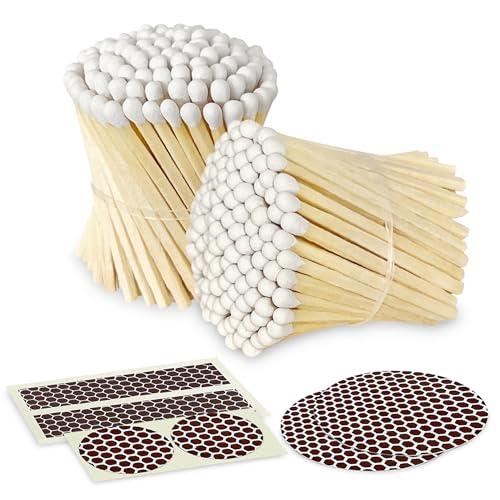 Image of 2 inch Classic White Tip Safety Matches | 200+ Bulk Artisan Matchsticks with Bumble Striker Stickers by Thankful Greetings, Decorative Candle Lighting Accessories, Unique for Home Decor, Gifts, & Events