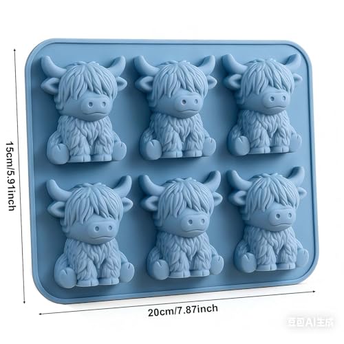 Molde de Hielo 3D Mini Vaca Highland de Silicona miniatura 6