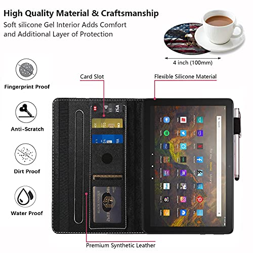 Bwooll Case For All-New Fire Hd 10/Fire Hd 10 Plus Tablet 10.1" (11Th Gen, 2021 Released) - Slim Lightweight Pu Leather Stand Cover With Auto Wake/Sleep, Military Wall Graffiti Usa Flag Bald Eagle #TOP6