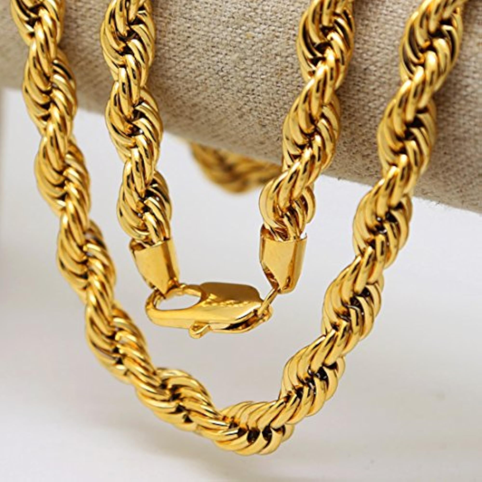 Men's Golden Stainless Steel Rope Chain Necklace