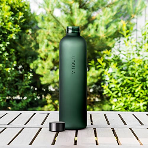 VINSUN Trinkflasche 1L grün - wiederverwendbar, Kohlensäure geeignet, BPA frei, Tritan - Leichte Wasser Flasche für Sport, Outdoor, Schule, Uni, Fahrrad, Büro, Gym