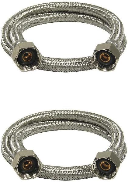 EZ-Fluid (10) 12" Water Supply Line,1/2" Fip x 1/2" Fip LF,Brass Nuts,Universal Stainless Steel Braided Faucet Water Supply Line Connector,Water Supply Hose Connector Lines For Kitchen,Bathroom