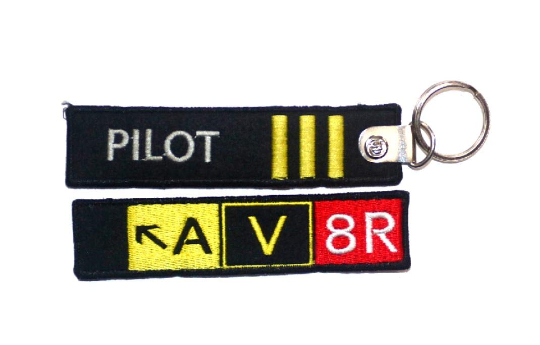 Pilot 3 Stripes AV8R Embroidery Aviation Pilot Keychain