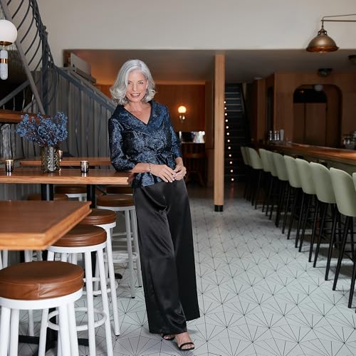 Alex Evenings Women's 3/4 Sleeve Portrait Collar Printed Stretch Jacquard Blouse with Tie Belt4