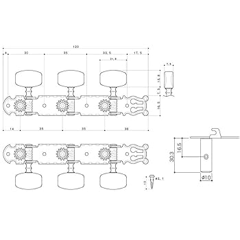 Amazon | ギターチューニングペグ クラシックギター ペグ（2連