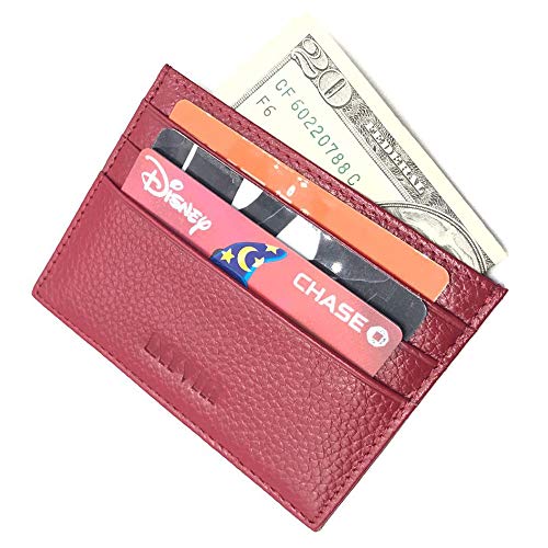 Horizontal Top Grain Leather ID Case, Badge Holder, Card Holder (Dark Red)3