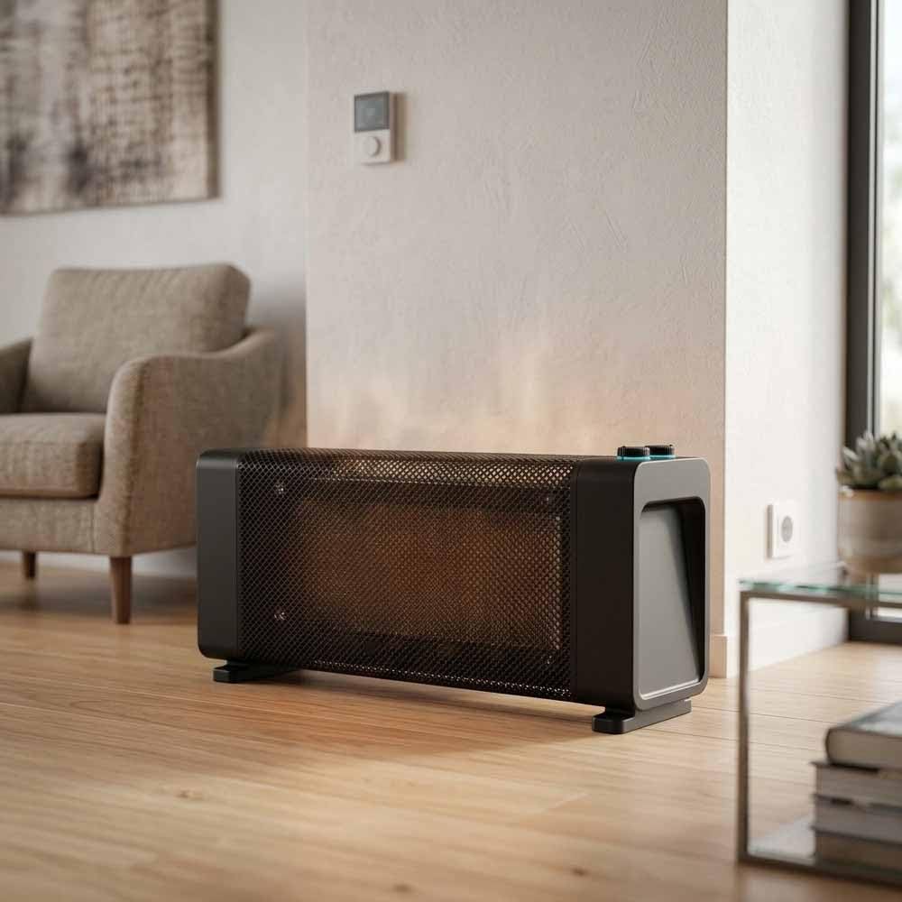 Suinga Radiador de Mica1500 W | Estufa Eléctrica con 2 Potencias 750-1500 W | Termostato Regulable | Seguridad Antivuelco y Sobrecalentamiento | Calor Rápido en 1 Minuto | Diseño Compacto y Silencioso