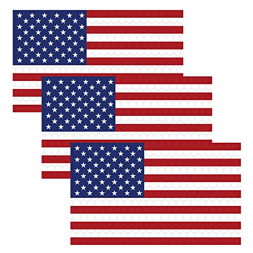 Bandera estadounidense reflectante de vinilo premium de 5 x 3 pulgadas kit de 3 piezas parachoques 2