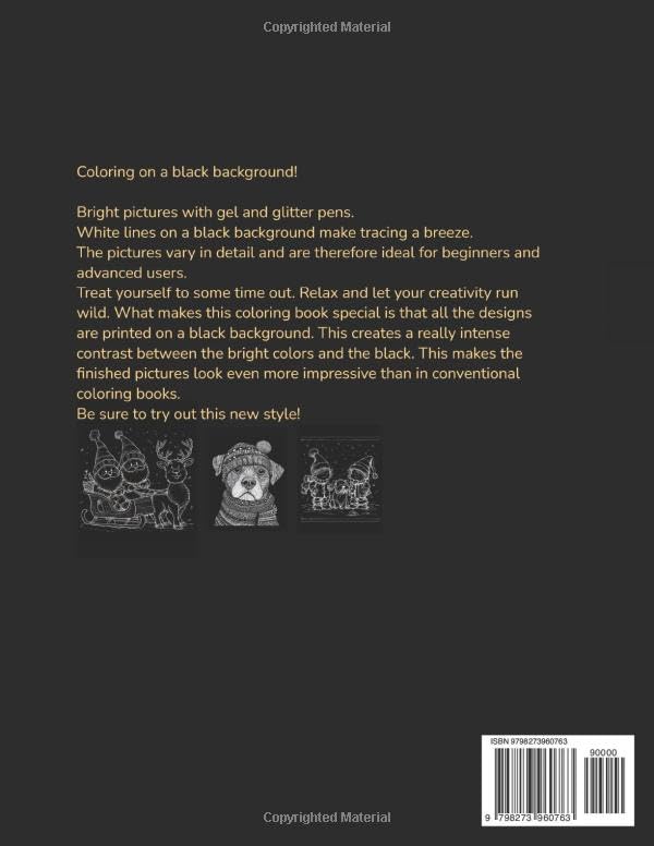 Miniatura 2 de Magical coloring book for gel and glitter pens. - Christmas For adults and teens Creative painting on a black background, ink tracing