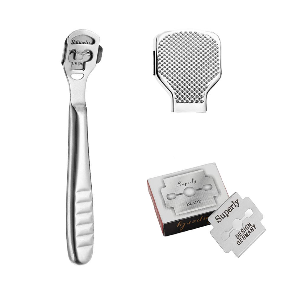 Ldouxx Foot Callus Shaver Tools Set, 10 Blades and File Head with Portable Carrying Case