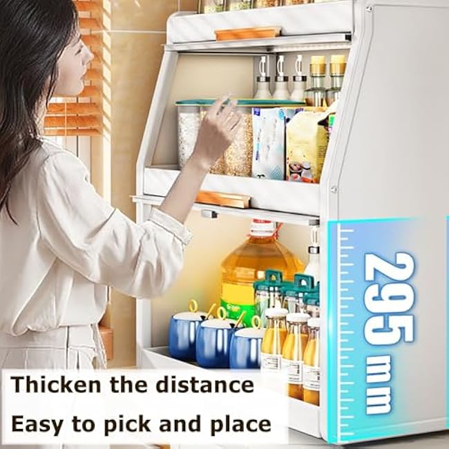 Sturdy Steel Spice Rack Organizer for Kitchen Countertop, Space-Saving Pantry Storage Cabinet with Doors, Compact Seasoning Holder for Easy Access and Organization