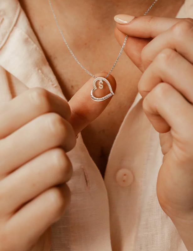 Miniatura 2 de 925 Sterling Silver Infinity Heart Pendant Initial Necklaces Silver Necklace Zircon Pendant Necklaces for Women Jewelry Gift for Women Wife Girls