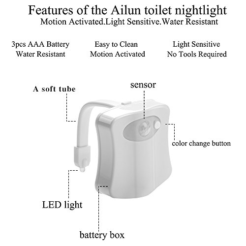 WC Luz Nocturna Smart PIR Sensor de Movimiento Asiento Del Inodoro Luz Nocturna Luz Del Baño Para Niños, Mamá y Papá Amigos.