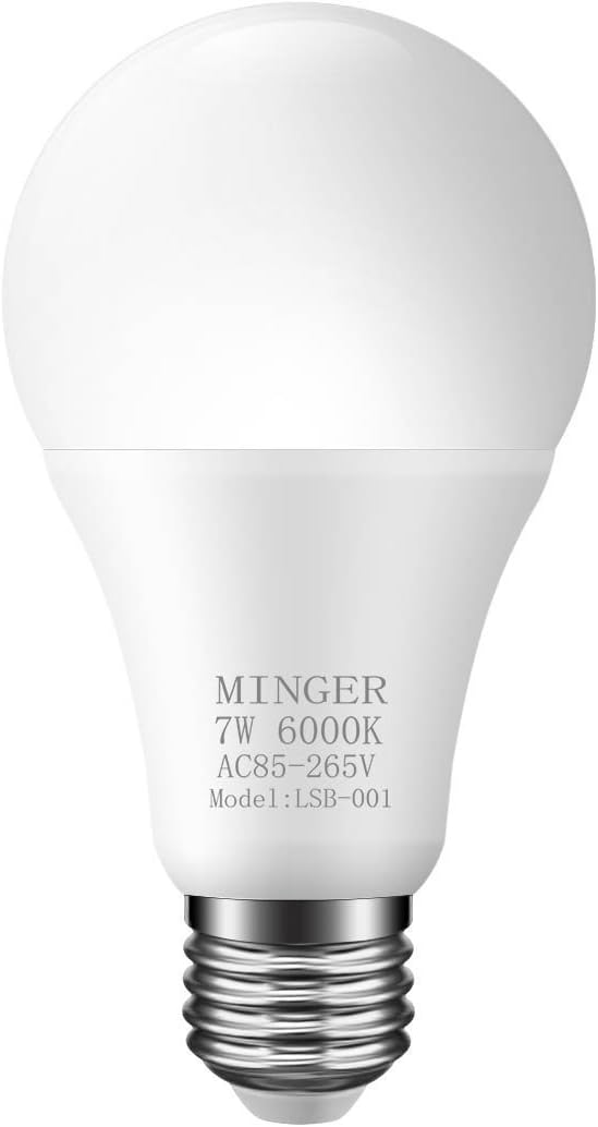 Dusk to Dawn Lights Bulb, Minger 7W Smart LED Bulbs with Auto on/Off, Indoor/Outdoor Lighting Lamp for Porch, Hallway, Patio, Garage (E26/E27, 600lumen, Cold White)