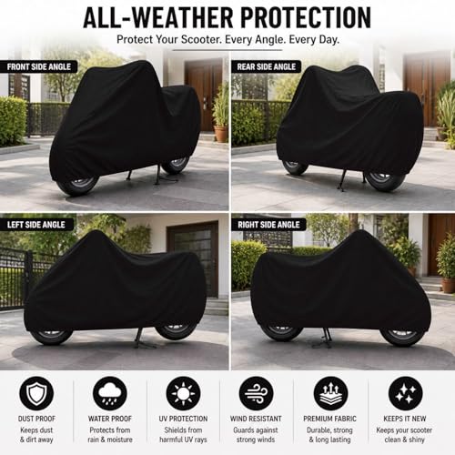 Image of Kayme Motorcycle Cover Waterproof Heavy Duty All Weather, Quad 4 Wheeler Cover Sun Rain Snow Protection (Mid-Black, Yameha R15 V4)