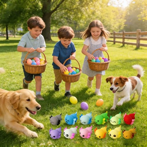 Image of 24 Pack Prefilled Easter Eggs with Axolotl Mochi Squishy Toys, Easter Basket Stuffers, Easter Eggs Filled Mini Squishy Toy, Party Favors for Kids, Easters Gifts, Classroom Exchange