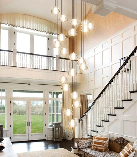 Image of Modern Crystal Chandeliers LED Ceiling Lighting Foyer Large Ceiling Light for Staircase Living Room Hallway Entryway