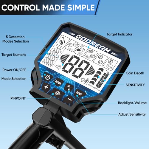 Image of Metal Detector for Adults Professional - 1800mAh Rechargeable Gold Detector, 6 Detection Modes, 10 inch IP68 Waterproof Coil, New Advanced DSP Chip for Beach & Treasure Hunting
