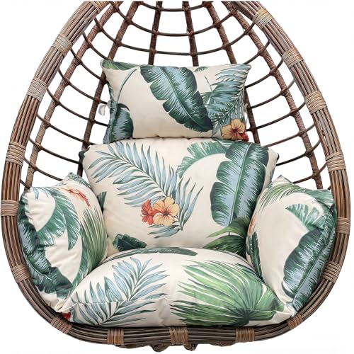 Awoyep Kissen Hängesessel Schaukelstuhl Outdoor: Modern Hängeschaukel Pad Polyester Sitzkissen Weich Wasserdicht Ersatzkissen Garten Polster Auflage mit Kopfstütze für Rattan Hängesessel (Hawaii)