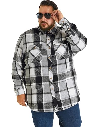 HOdo Big and Tall Mens Heavyweight Flannel Shirt 2XL- 6XL Button Down Shirt2