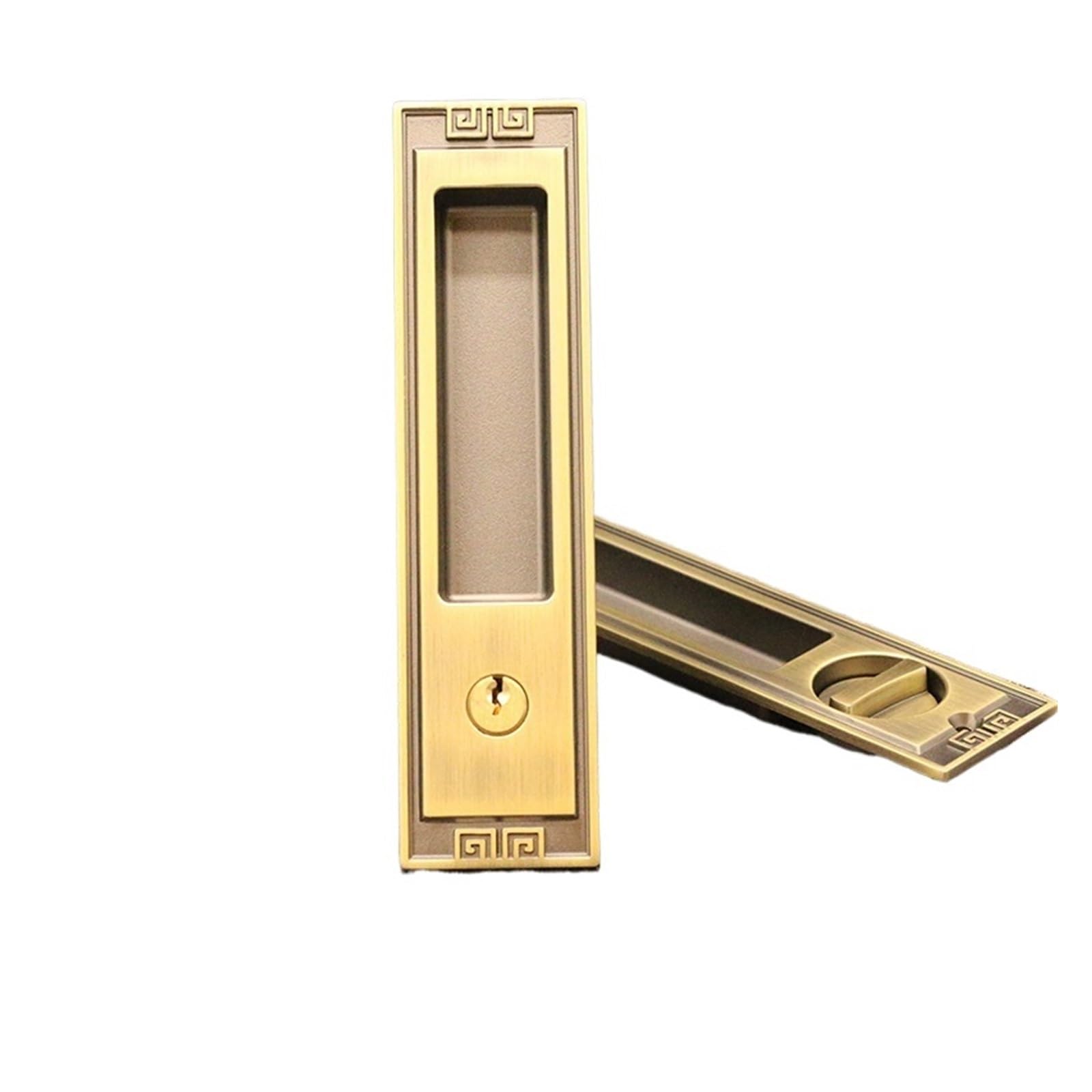 Cerradura Puerta Corredera Europeo Bilateral Baño Balcón | Puerta Corredera Interior Puerta de Madera Armario Manija Empotrada Baño Balcón Bilateral(YM03 bright chrome with lock body)