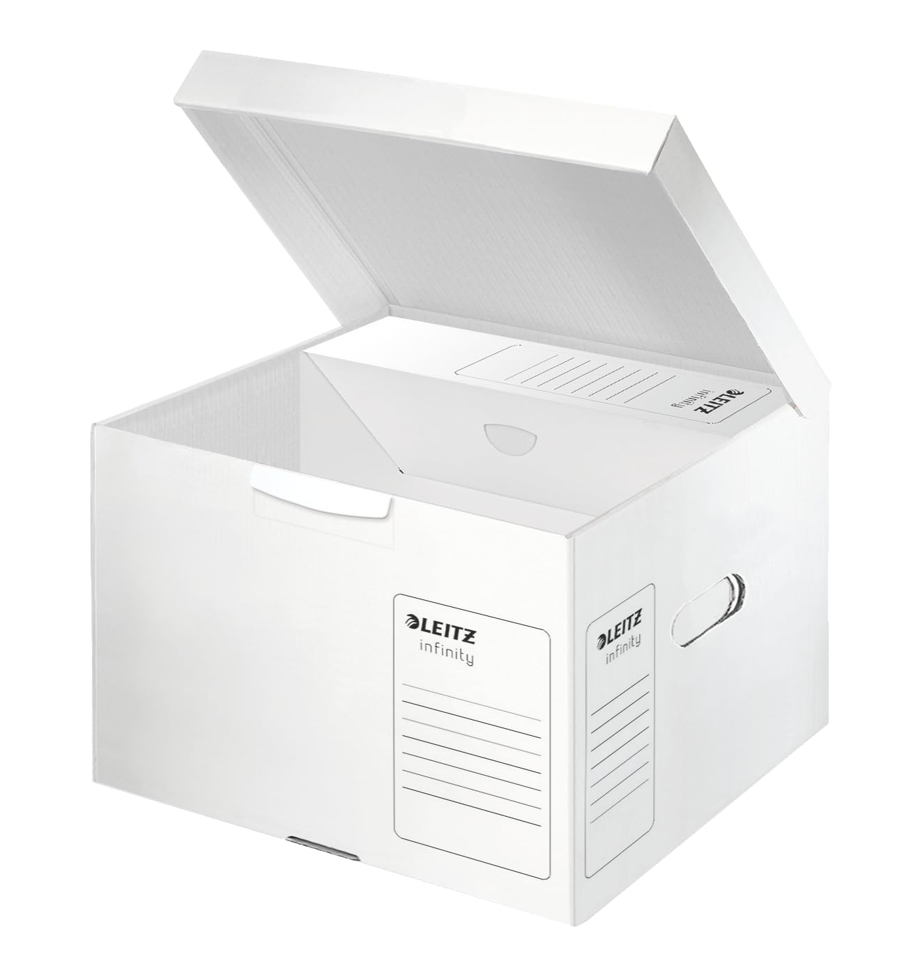 Leitz Infinity 61030000 - Contenitore per archivio con coperchio ribaltabile, misura M, 20 pezzi, 100% riciclabile, certificato FSC, colore: Bianco