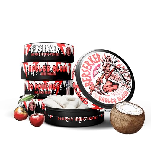 Berserker Focus Pouches - Eagles Blood - Caffeine Infused - 100mg Per Pouch - Nootropic Enhanced - 5 Pack - Tobacco & Nicotine Free - Energy Drink Replacement