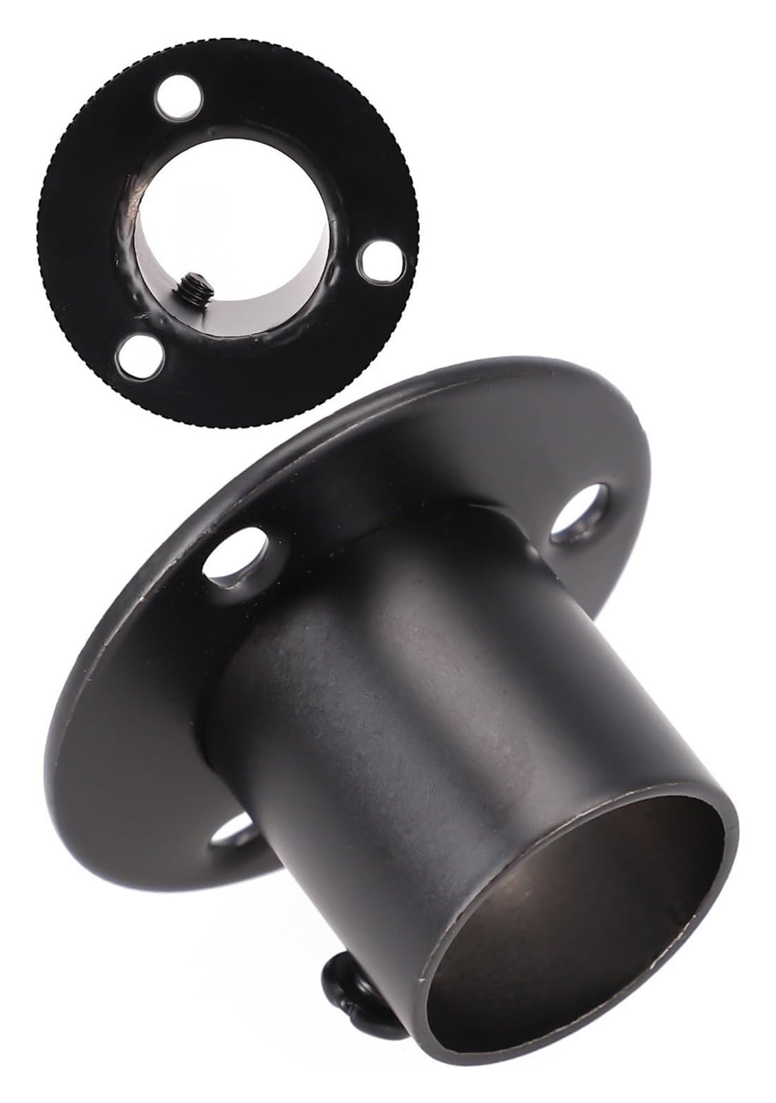 QRLKJHGFA Round Wardrobe Brackets Sockets, Pack Of 2 Stainless Steel Wardrobe Rail Locking End Socket For Closet Rods Black 19-32mm(22mm)