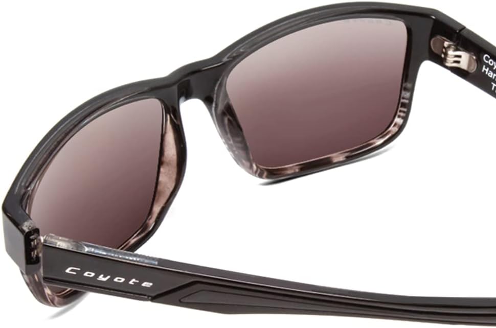 Coyote Bluefin Unisex Polarized Sunglasses in Gloss Black Grey/Blue Mirror 55 mm